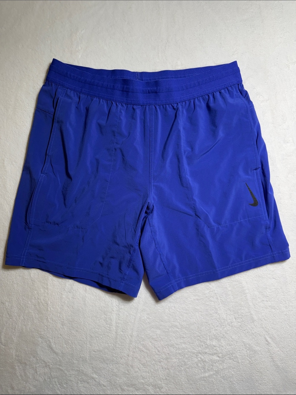 Nike Blue Performance Yoga Shorts with Swoosh